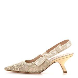 DIOR J'ADIOR Butterfly Macrame Embroidered Slingback Sandals Heels Pumps
